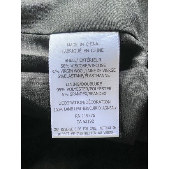 HELMUT LANG Black Blazer with Lamb Leather Trim - Size 0 - Picture 7 of 8